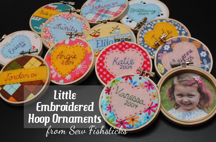 Mini embroidery hoop ornaments